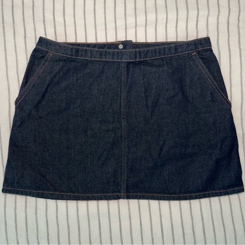 Divided Dark Blue Denim A-Line Mini Skirt Size 8 | Back Zip | Pockets